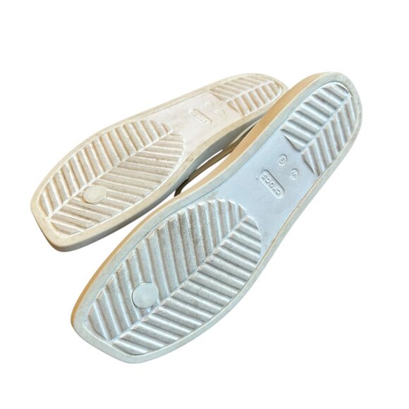 Crocs Miami White Sandals Silver Straps Flip Flop Thongs w/ Buckle Size 9 Womens - Picture 9 of 9